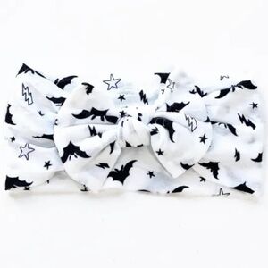 NWT Little Barn Baby White & Black Bats Bow Headband!!